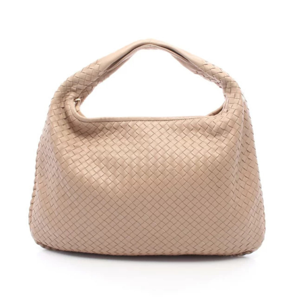 Bottega Veneta Intrecciato Hobo Shoulder Bag Leather Beige Cream